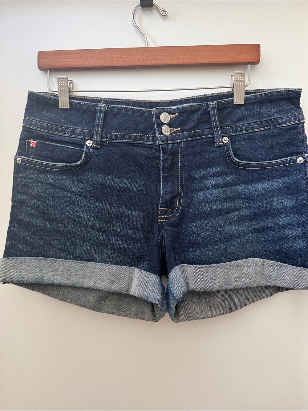 Hudson Jeans Dark Indigo Cuffed Denim Shorts